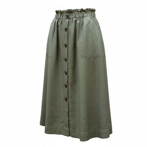 Madewell Olive Green A-Line Skirt with Buttons and Pockets